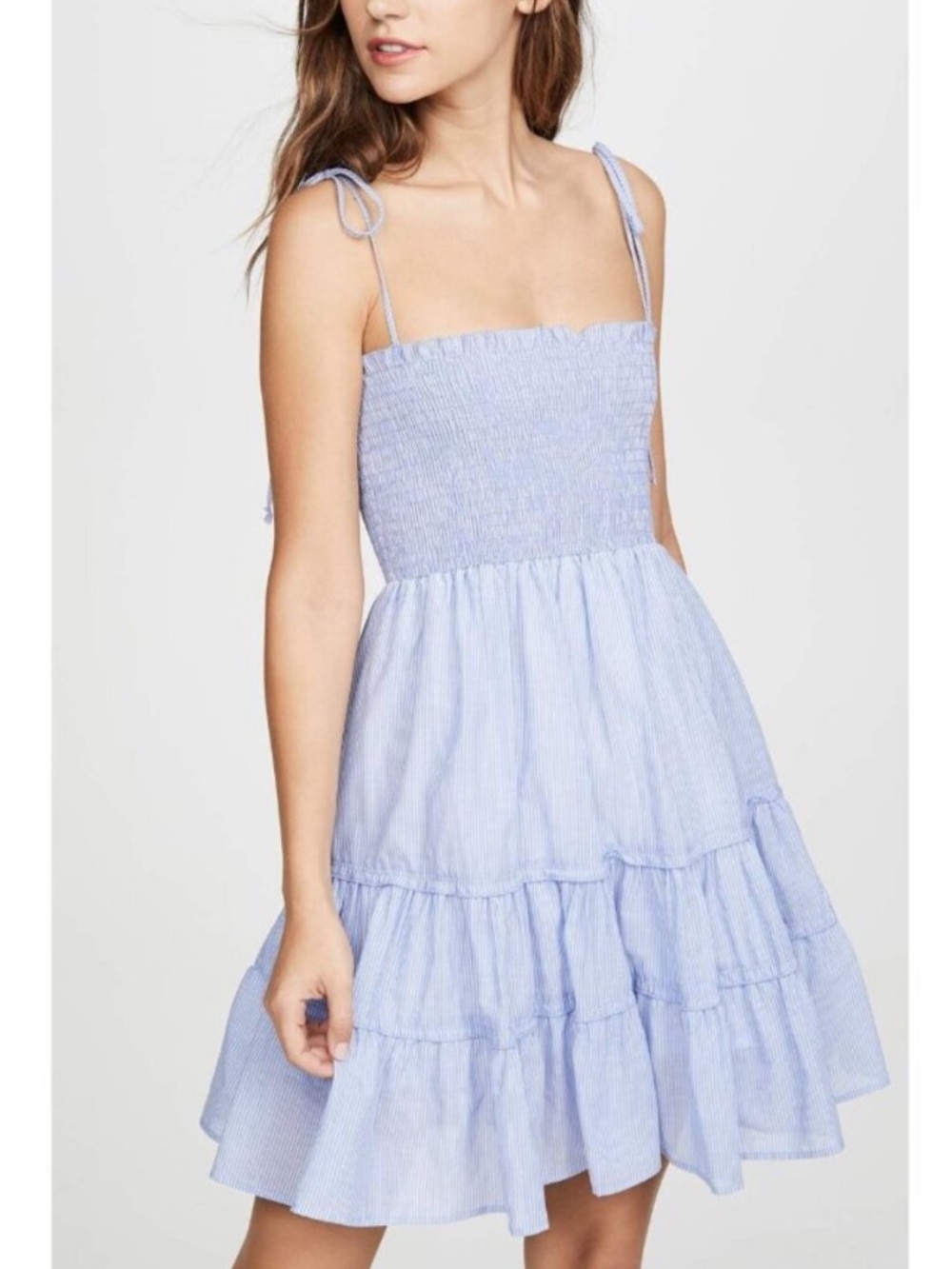 Rays for Days Blue Cotton Striped Smocked Mini Sundress Medium 57175